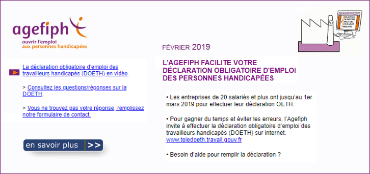 L'Agefiph facilite votre d�claration OETH