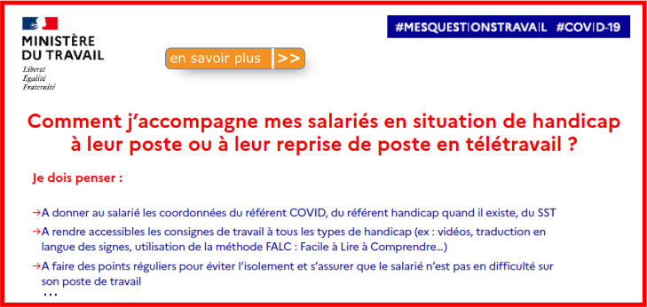 Comment j'accompagne mes salari�s en situation de handicap � leur poste ou � leur reprise de poste en t�l�travail ?