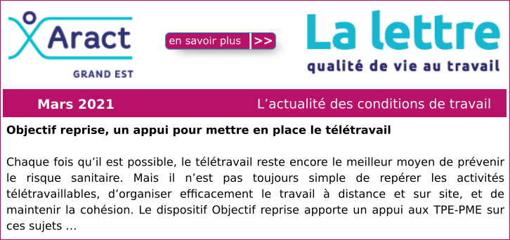 Actualit� des conditions de travail en Grand Est : mars 2021