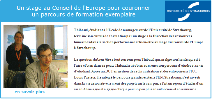 Un stage au Conseil de l'Europe pour couronner un parcours de formation exemplaire