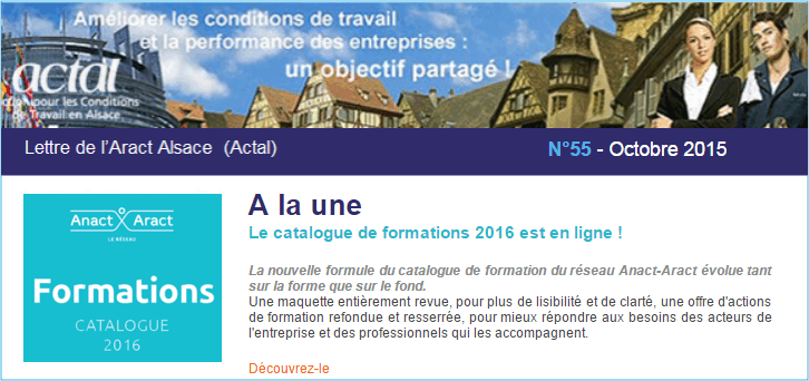 L'actualit� des conditions de travail en Alsace Lettre d'Actal N�55 - octobre 2015