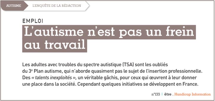L'autisme n'est pas un frein au travail, n�133 