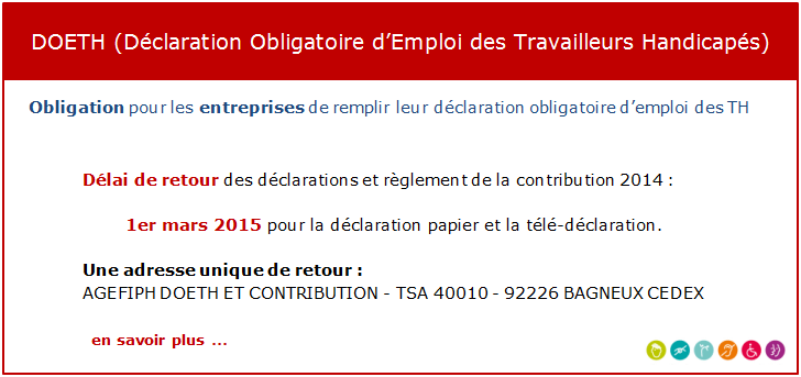Obligation pour les entreprises de remplir leur d�claration obligatoire d'emploi des TH