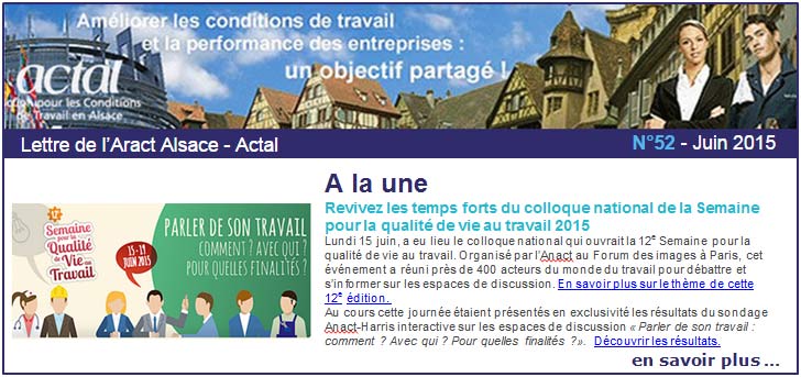 L'actualit� des conditions de travail en Alsace - Juin 2015