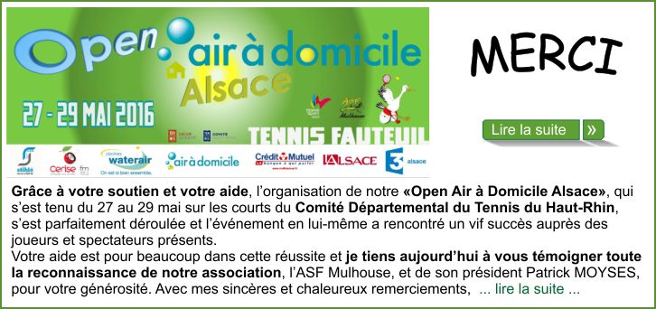 Remerciements - Open Air � Domicile Alsace - 27 au 29 mai 2016