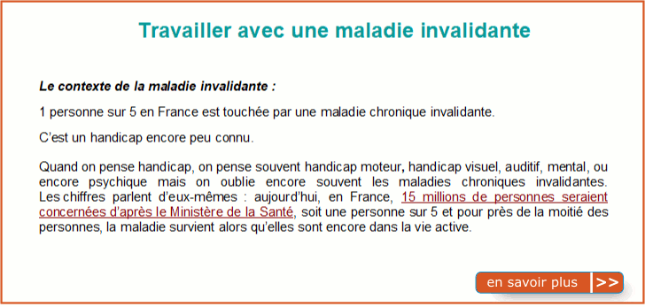 Travailler avec une maladie chronique �volutive