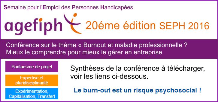 SEPH : synth�se de la conf�rence � Burnout et maladie professionnelle ? Mieux le comprendre pour mieux le g�rer en entreprise �